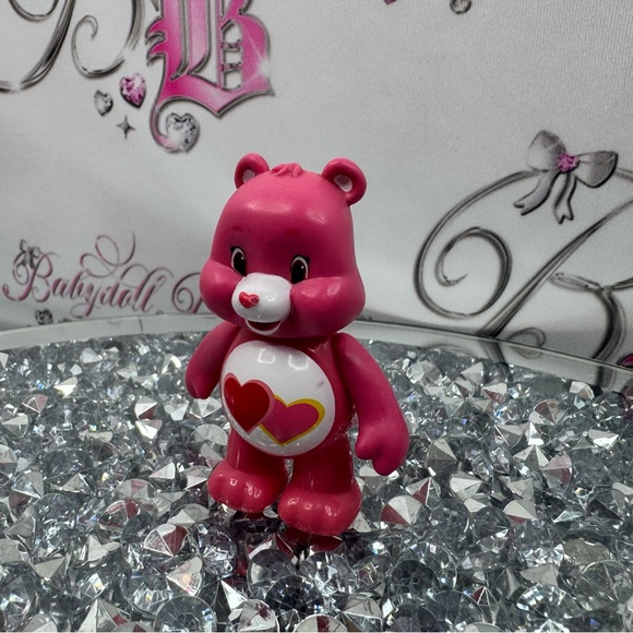 Carebear Mini action figurine hearts Pink Bear Figurine with Heart Design - Picture 2 of 6